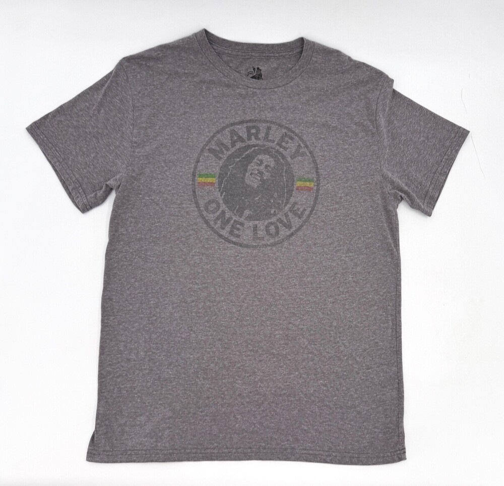 Bob Marley Shirt Mens 2XL Gray One Love Graphic Reggae Zion Rootswear Tee Music